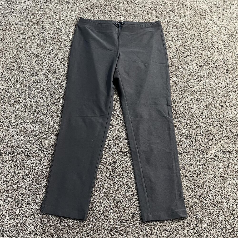 Eileen Fisher Pants Womens Medium Gray Ponte Knit Stretch‎ Leggings Made in USA
